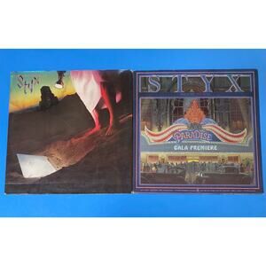 Pair STYX Vinyl LP Etched Paradise Theatre 12” Record 1980 & Cornerstone 960A